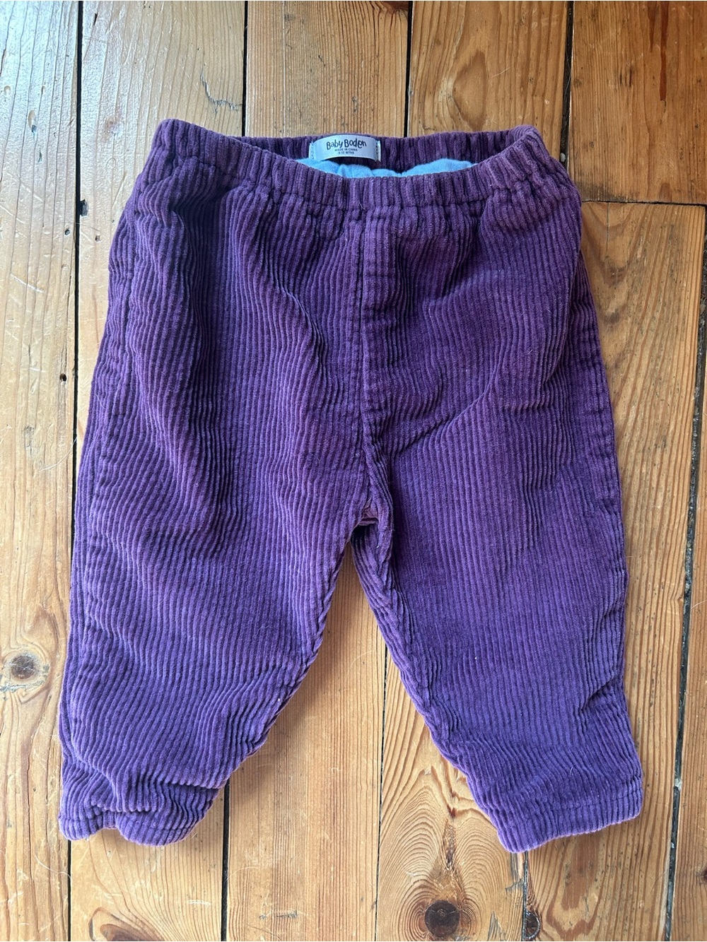 Baby Boden Purple lined corduroy pants - 6-12 m